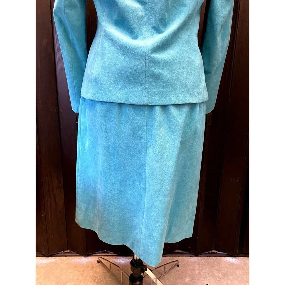 Vintage Roth-Le-Cover Ultra Suede Jacket Skirt 2pc Suit Green Women's size 14